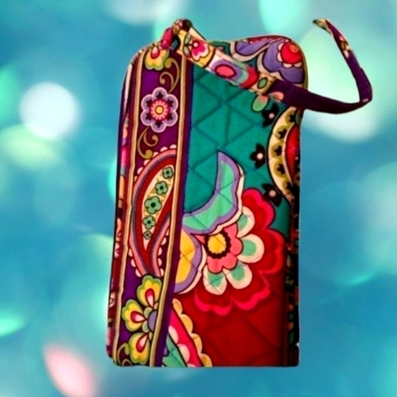 Vera Bradley Smartphone Wristlet Large Teal/Purple - Picture 3 of 5